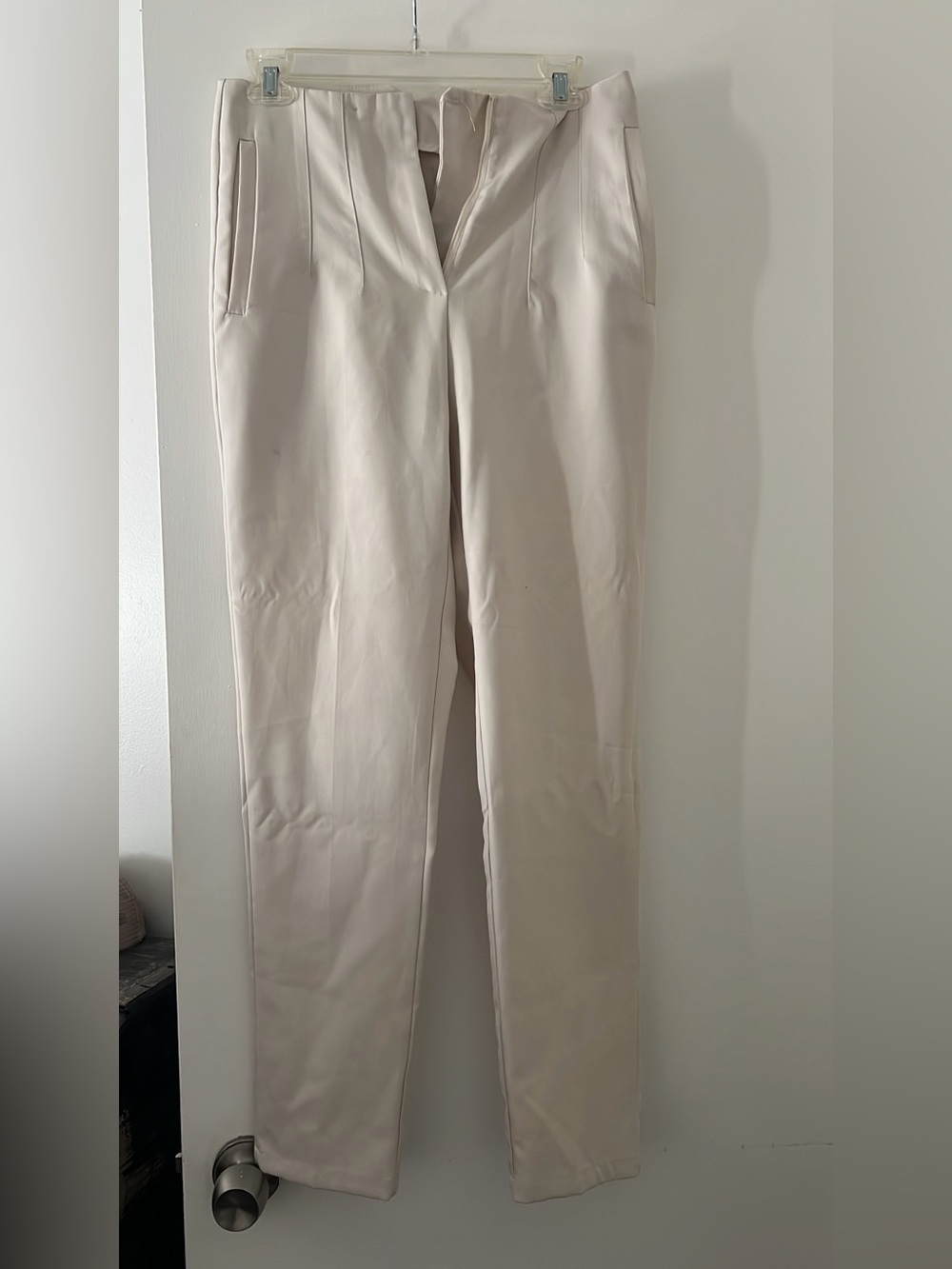 SHEIN Cream Ankle Cropped Tailored Pants